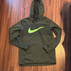 Nike Olive Hoodie with Bright Green Swoosh
